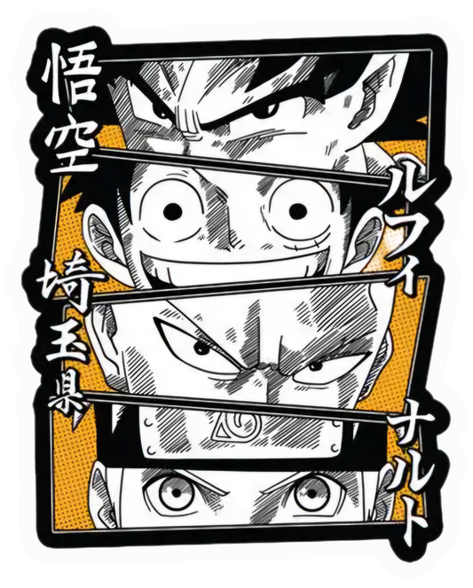 Premium Goku,Luffy,Naruto Mashup Sticker