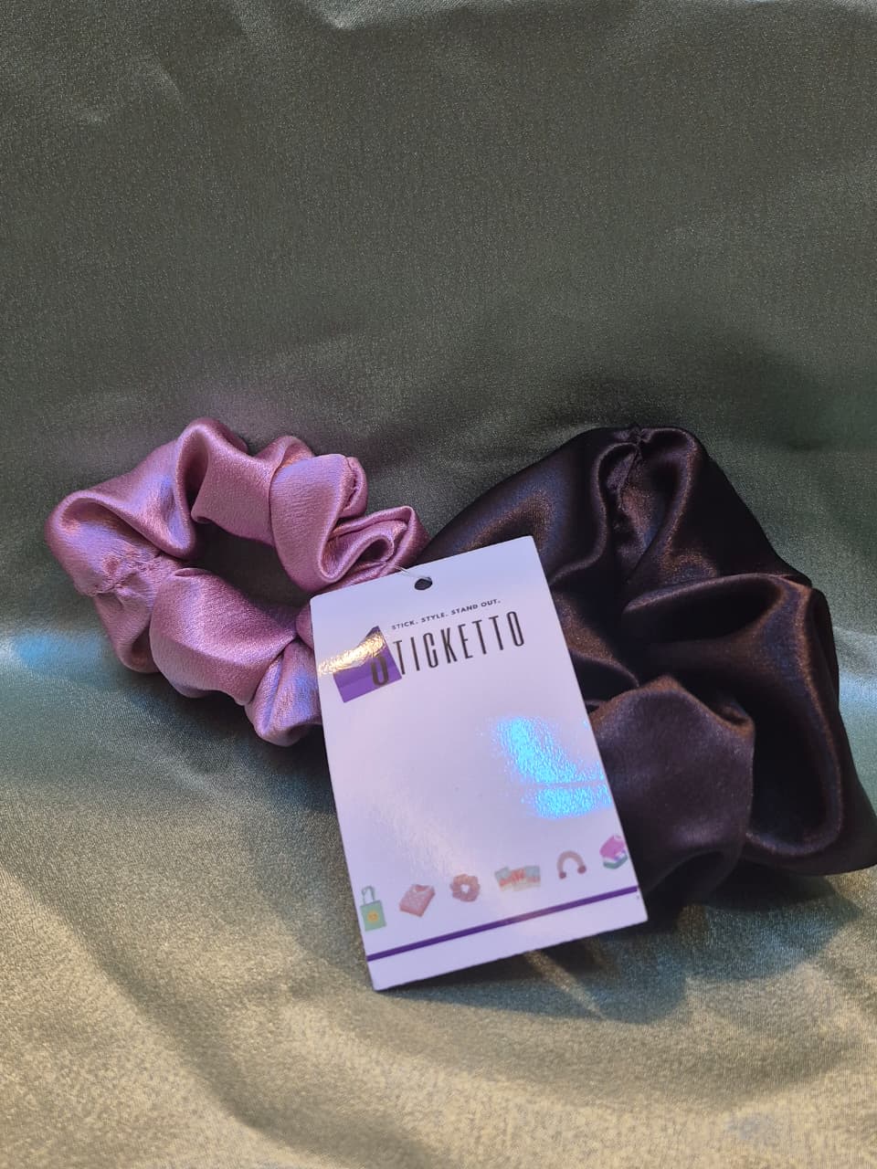 Pink and Brown Scrunchies ( Pack of 2)