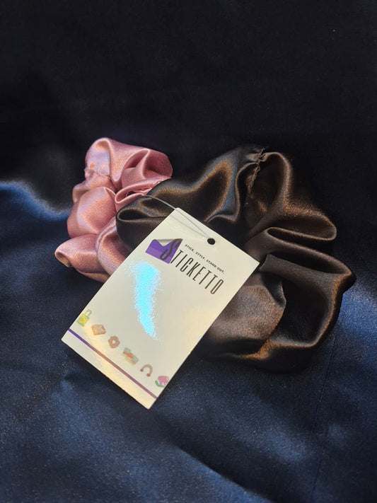 Pink and Brown Scrunchies ( Pack of 2)