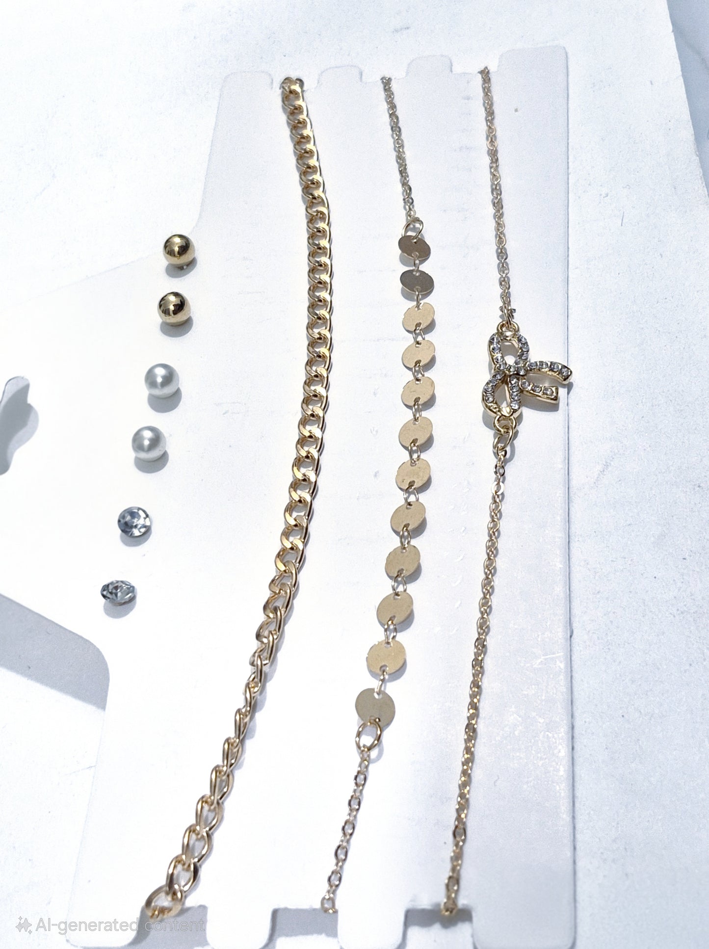 Gold Bead Necklace & Ear Rings