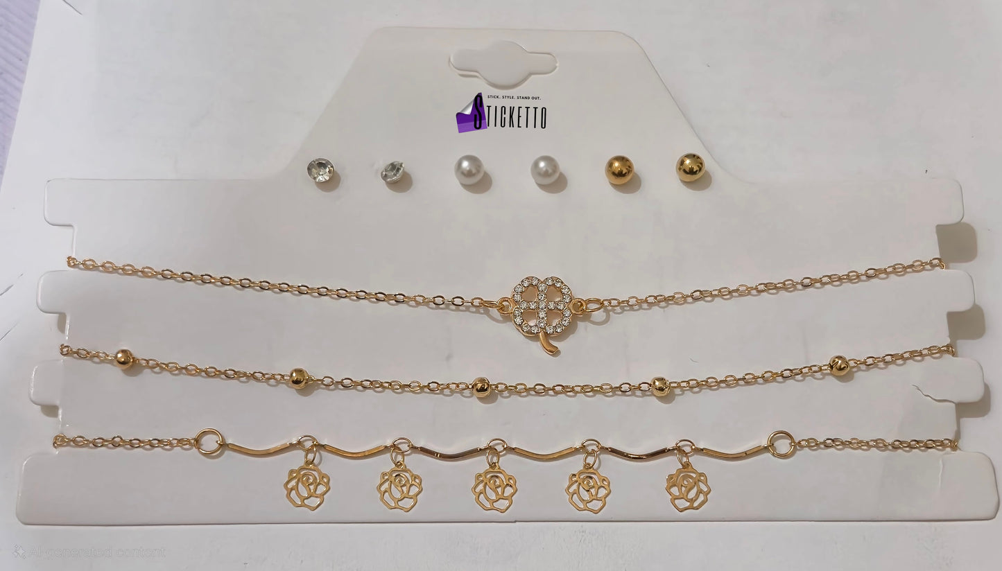 Floral Charm Chain Set (jewellery)