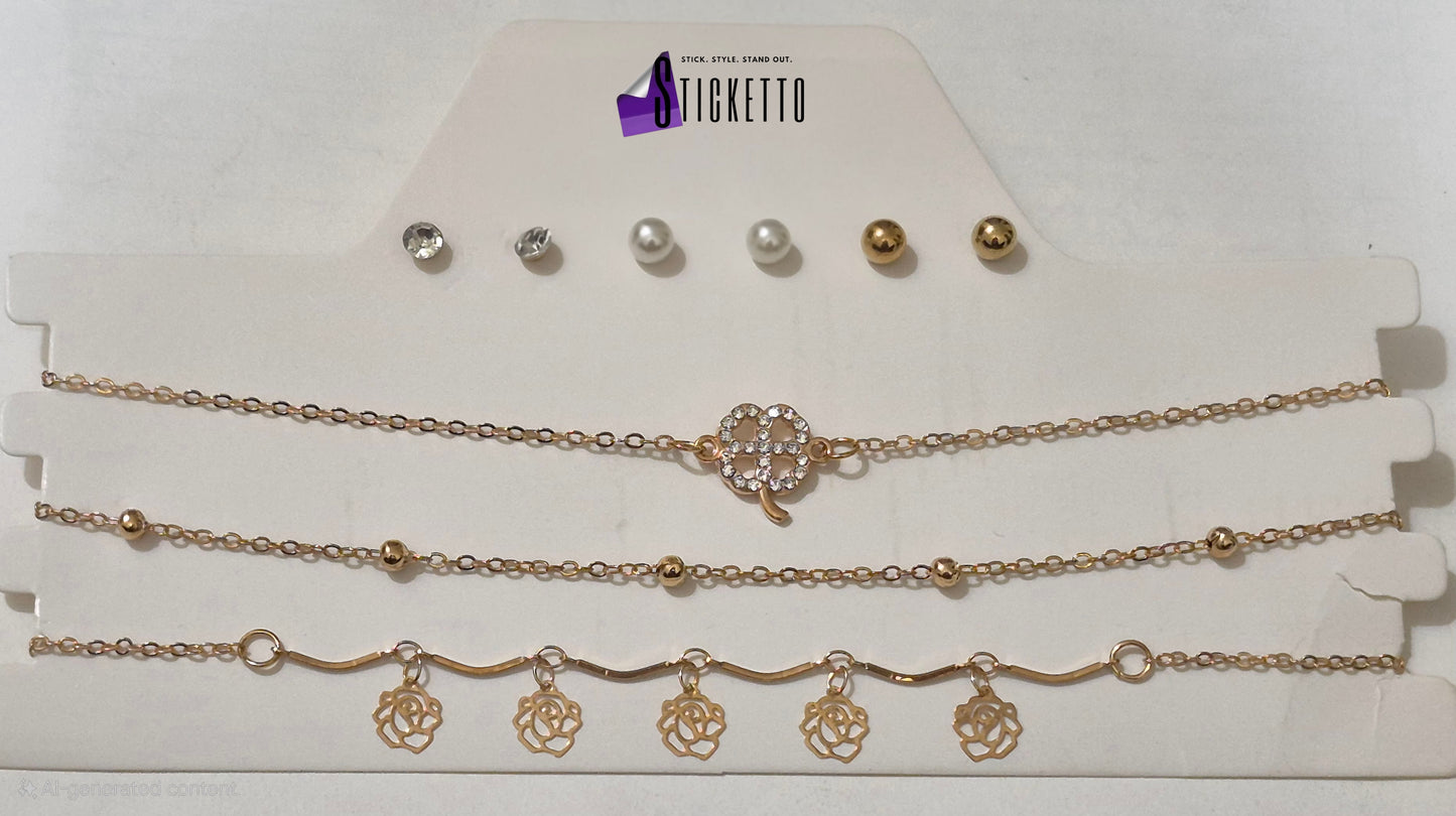 Floral Charm Chain Set (jewellery)